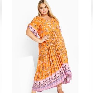 Avenue NWT!!! Val Border Dress WITH short sleeves, tie back detail and V waist.